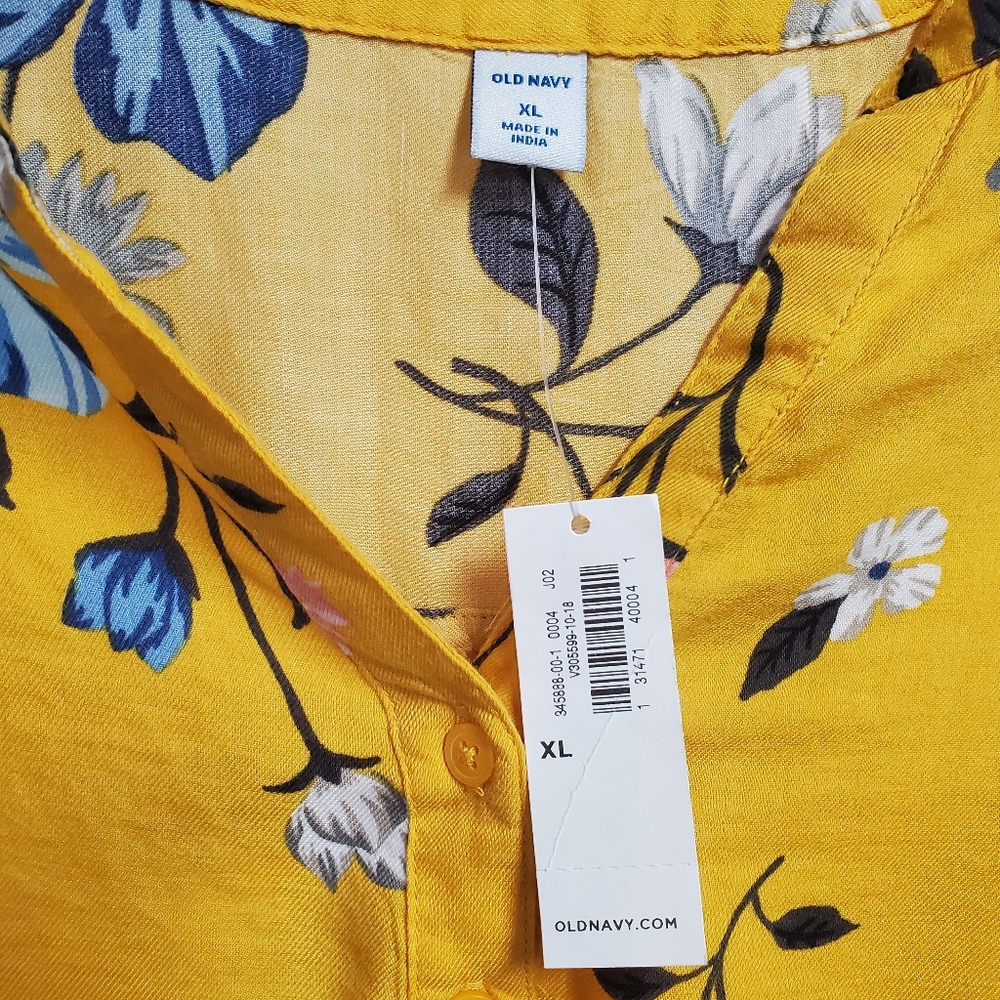 NWT Old Navy Women's Yellow Floral Dress Long Sleeves Size XL - Picture 2 of 9